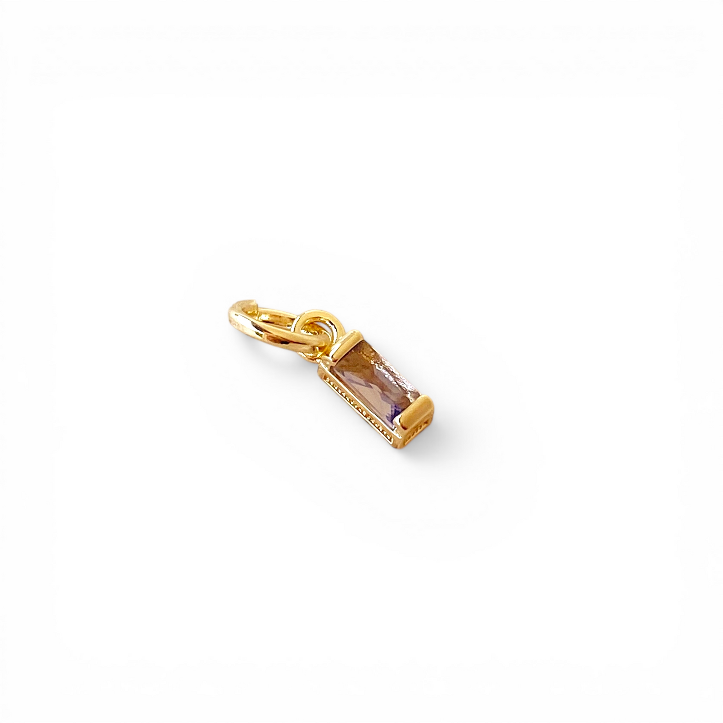 Birthstone Baguette CZ 10mm 18K Gold Filled Charm