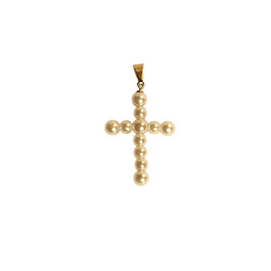 40mm Pearl Cross 18k Gold Filled Pendant