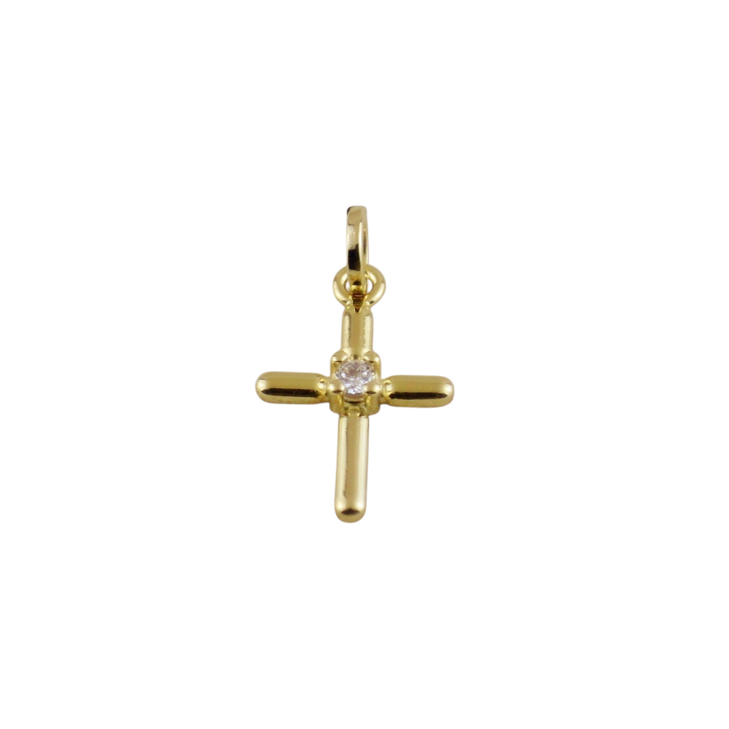 23mm CZ Polished Cross 18k Gold Filled Pendant