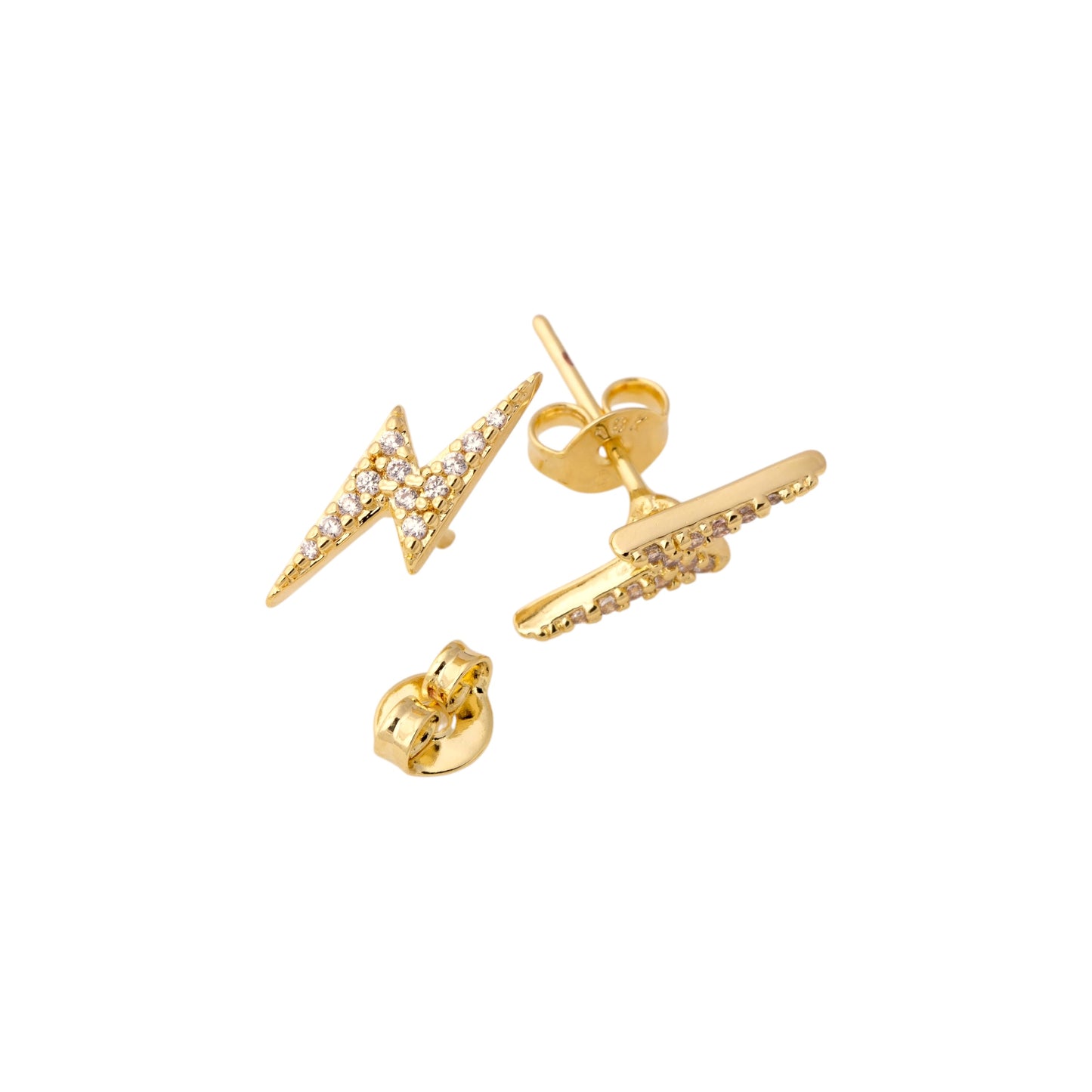 Mini Lightning Bolt Stud 18K Gold Filled Earrings