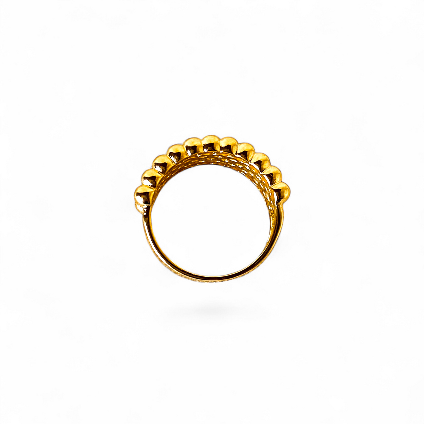 Triple Row Beaded CZ 18K Gold Filled Ring