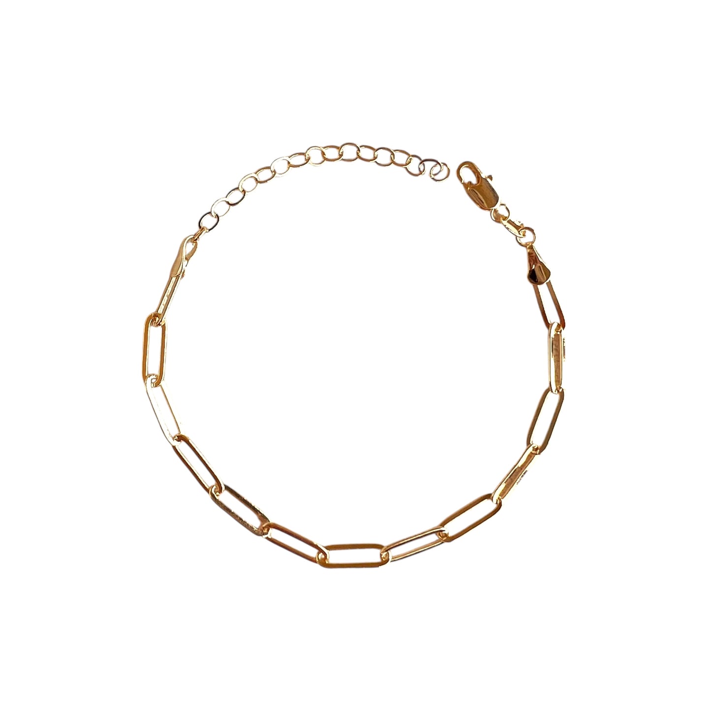 Classic Paperclip Link Chain 18k Gold Filled Bracelet