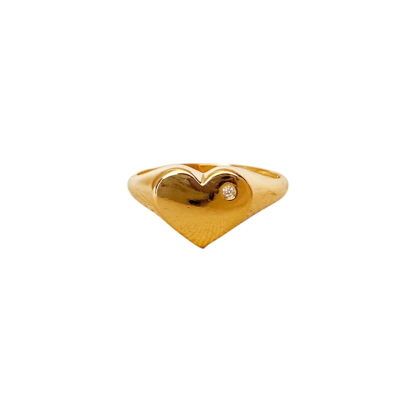Heart Plate CZ Accent 18k Gold Filled Ring