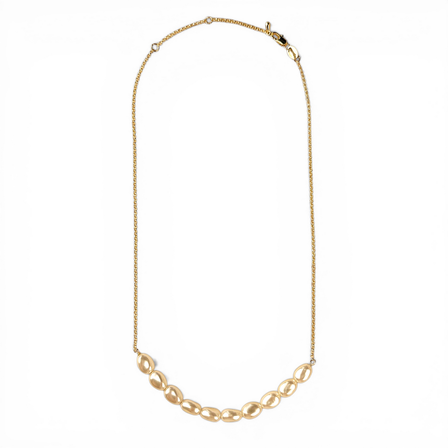Row of Freshwater Baroque Pearls 18K Gold Filled Necklace