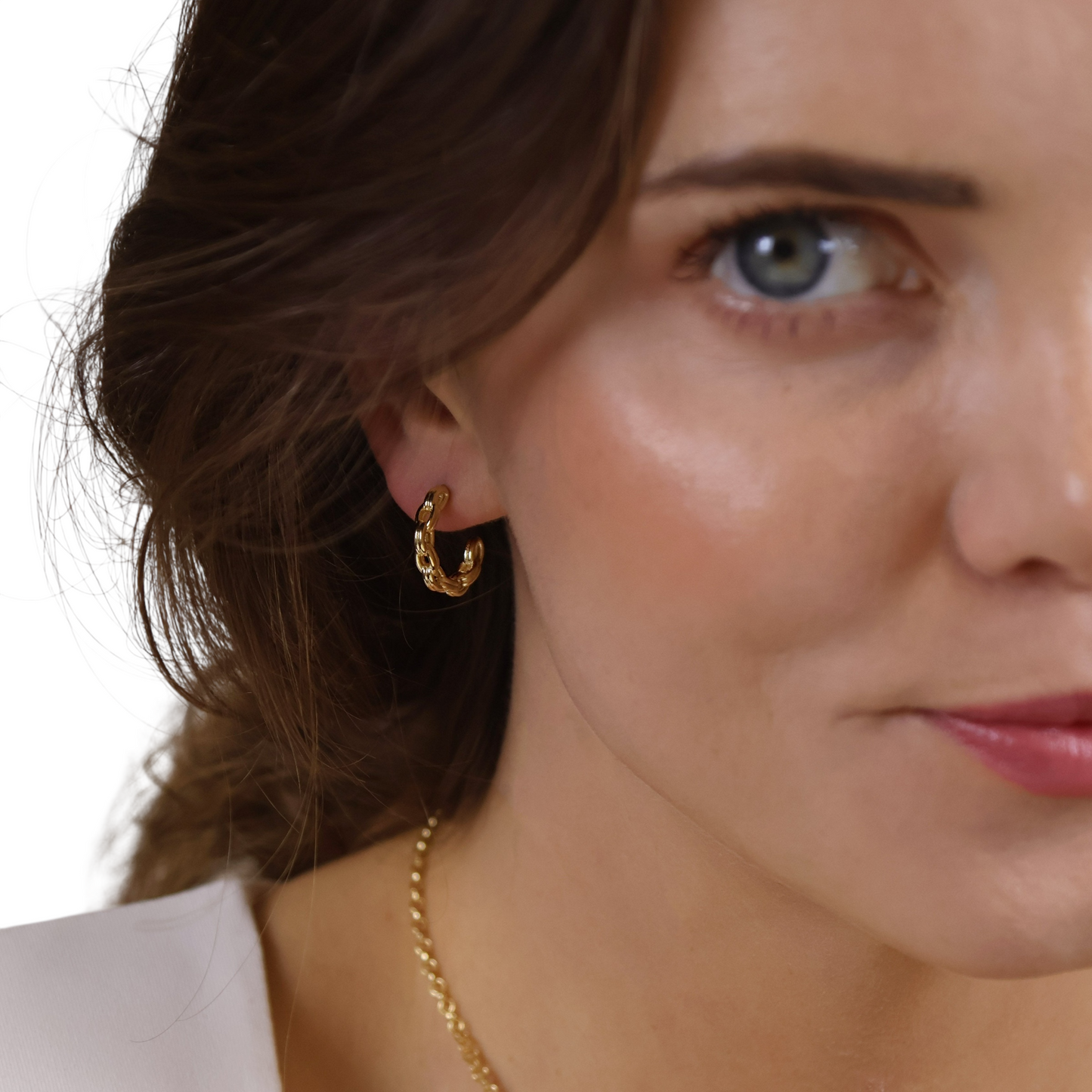 Cable Link Open Hoop 18k Gold Filled Earrings
