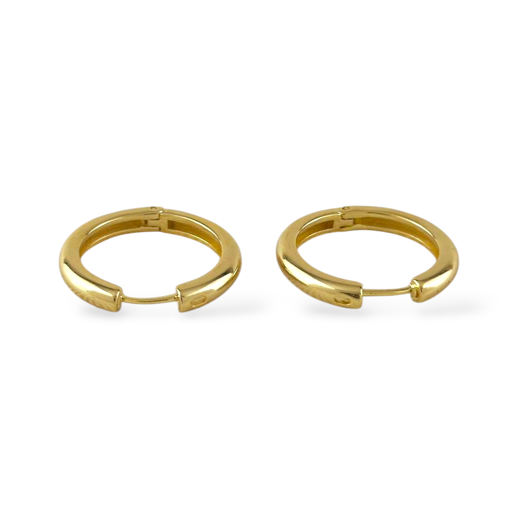 25mm Polished Hinged Huggie 18K Gold Filled Hoop Earrings