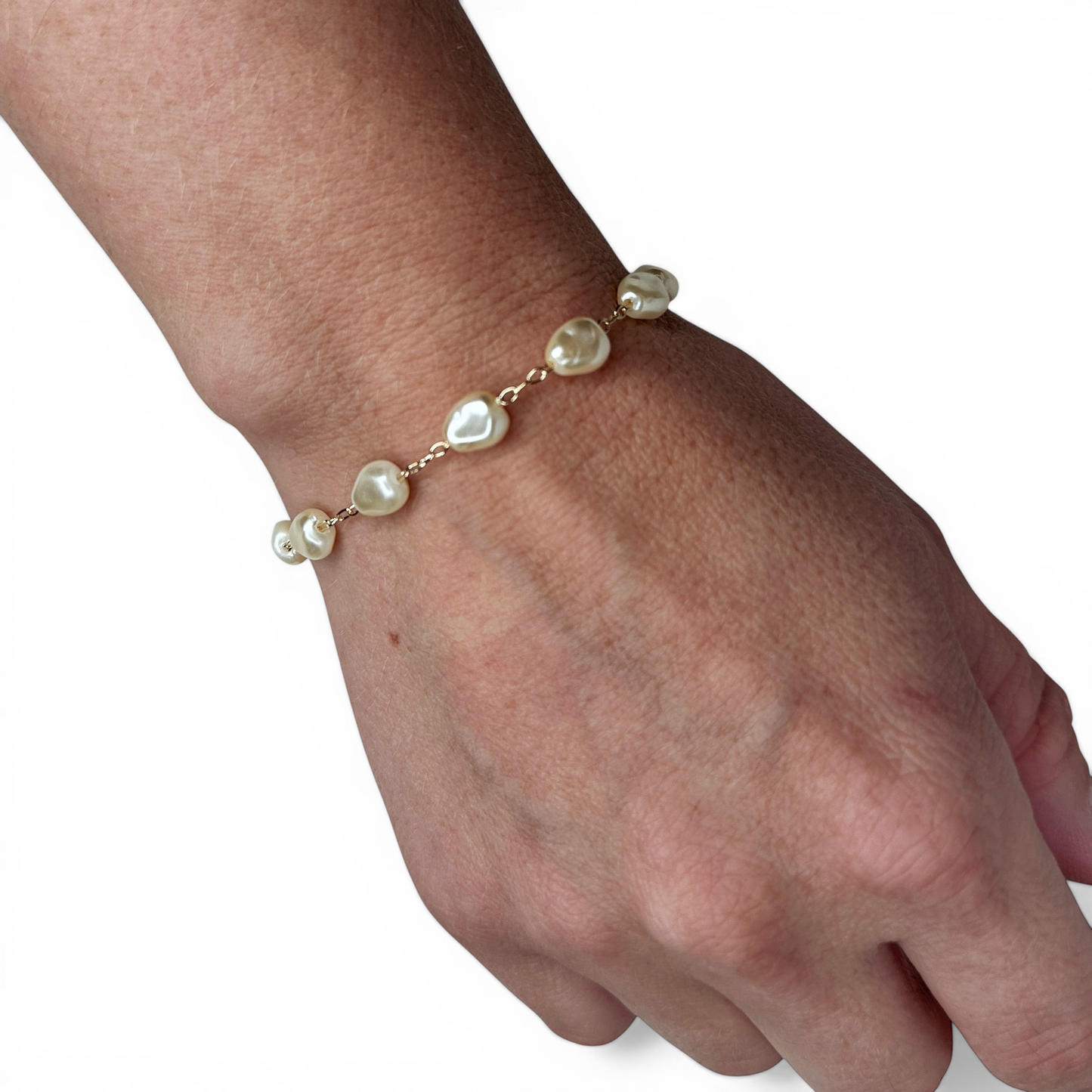 Baroque Pearl Chain 18K Gold Filled Bracelet