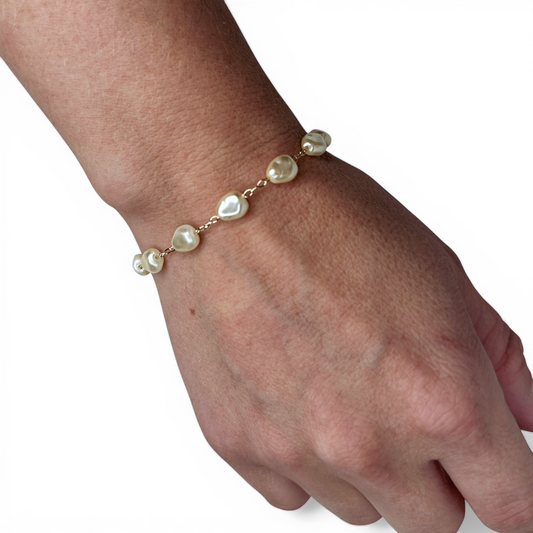 Baroque Pearl Chain 18K Gold Filled Bracelet