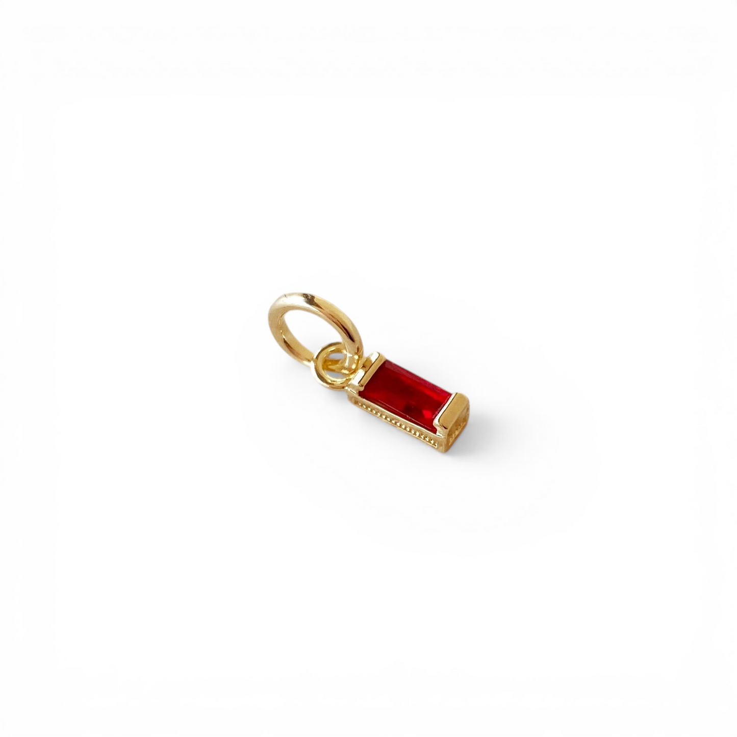 Birthstone Baguette CZ 10mm 18K Gold Filled Charm