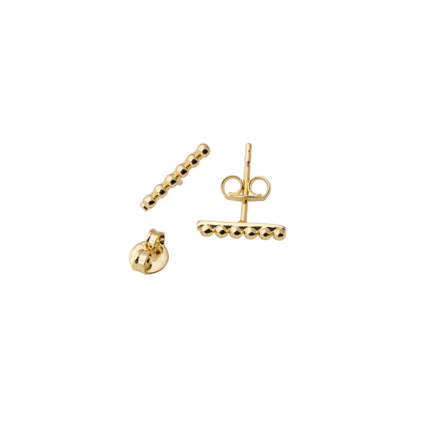 10mm Beaded Bar 18K Gold Filled Stud Earrings