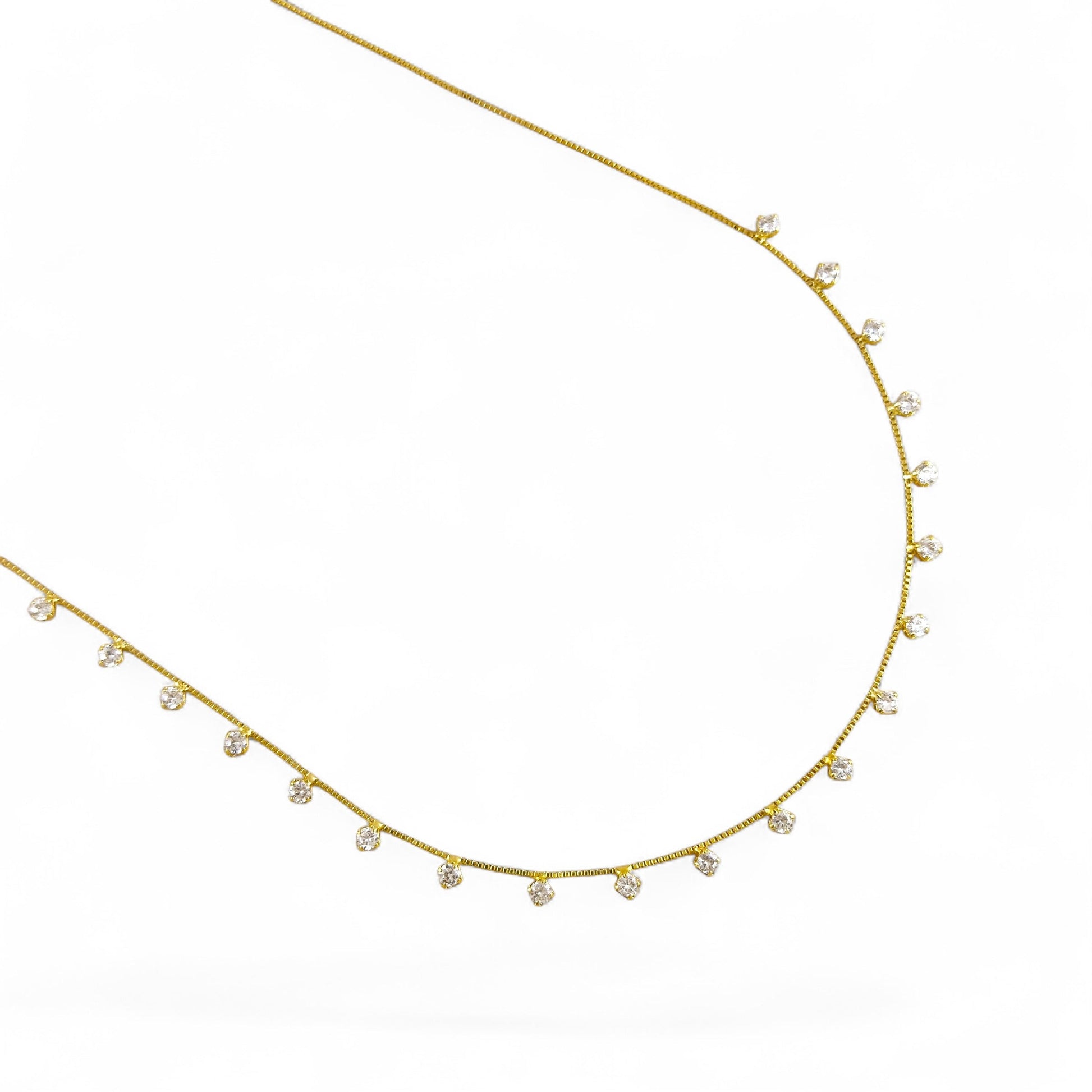CZ Box Chain Belly Chain in 18K Gold Filled on white background