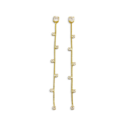 CZ Chain Drop 18K Gold Filled Earrings