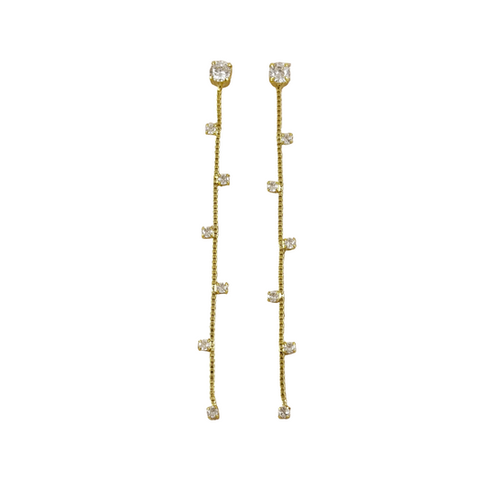 CZ Chain Drop 63.5mm 18K Gold Filled Earrings