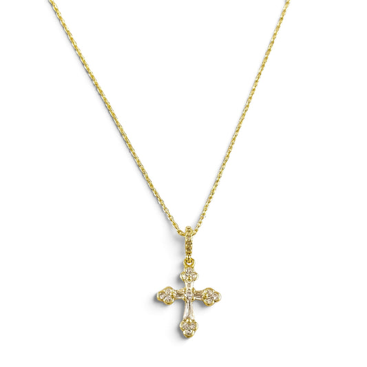 CZ Cross Charm Necklace 