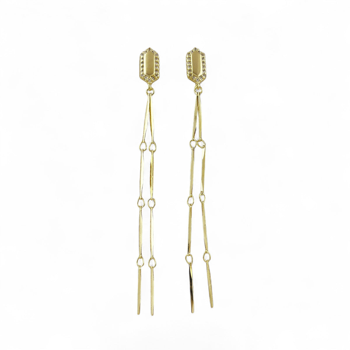 CZ Double Drop Earrings 