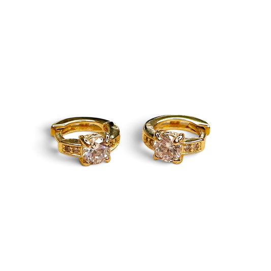 CZ Huggie Hoop Earrings Sideview