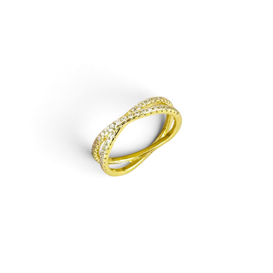CZ X 18K Gold Filled Ring Upview