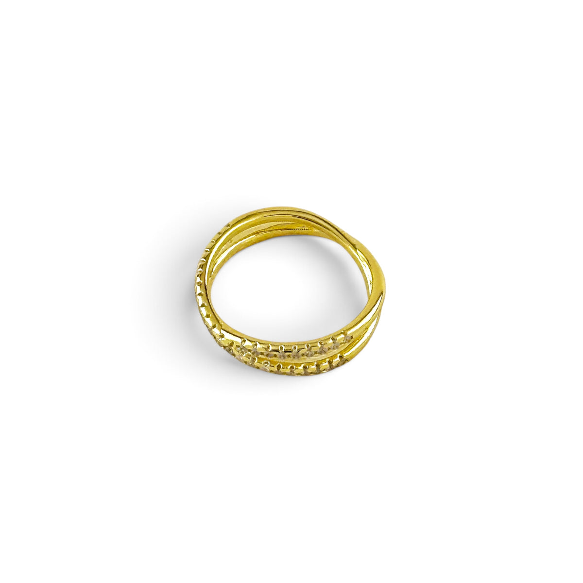 CZ X 18K Gold Filled Ring on Sideview