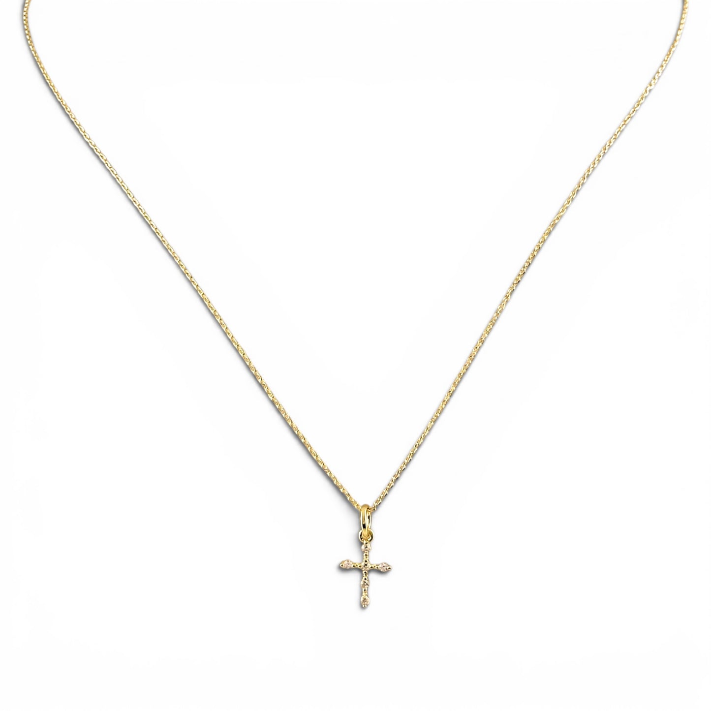 18K Gold Filled CZ cross necklace product view