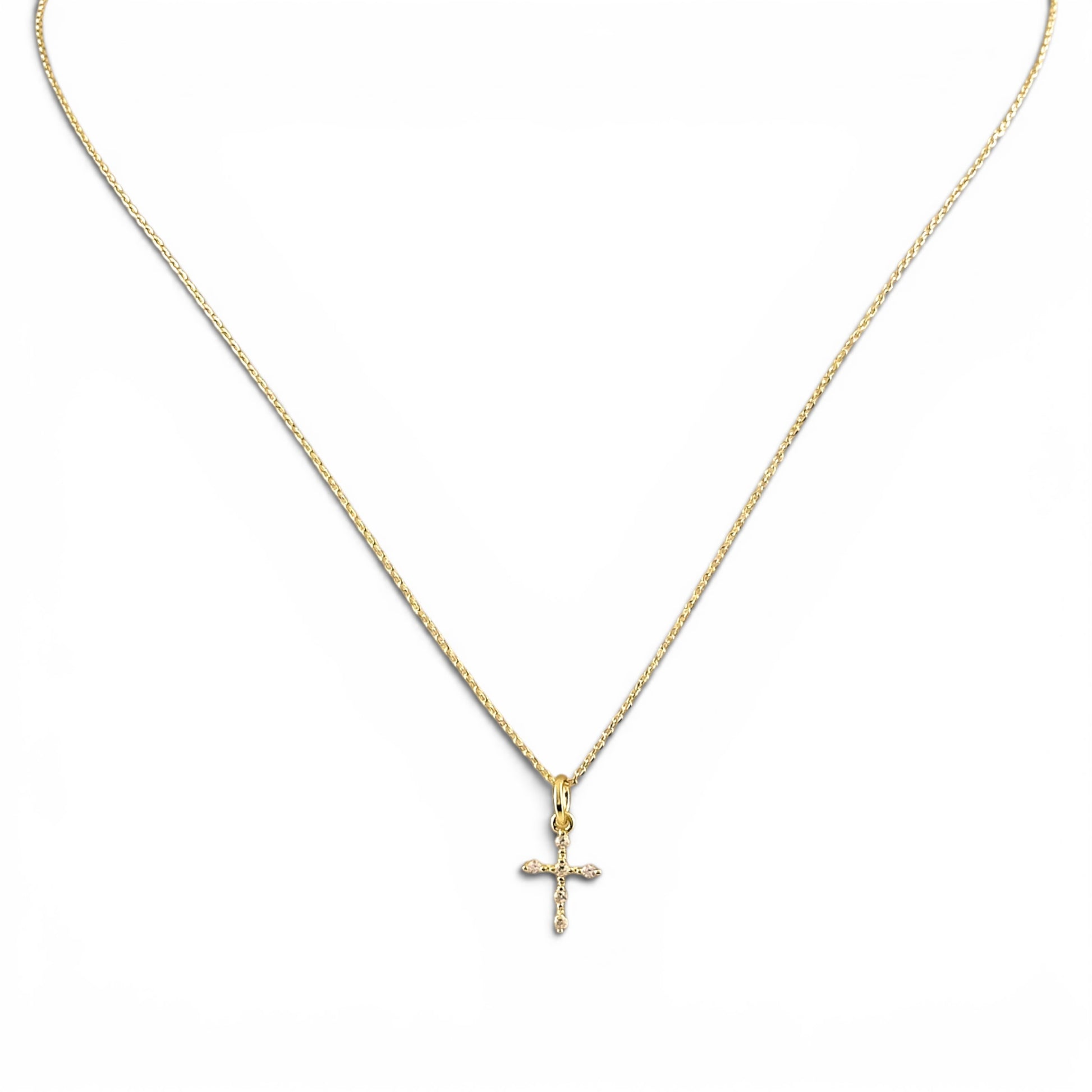 18K Gold Filled CZ cross necklace product view