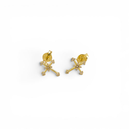 18K Gold Filled CZ cross studs product view