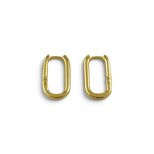 Charm-Ready Rectangle Huggie Hoop Earrings Sideview