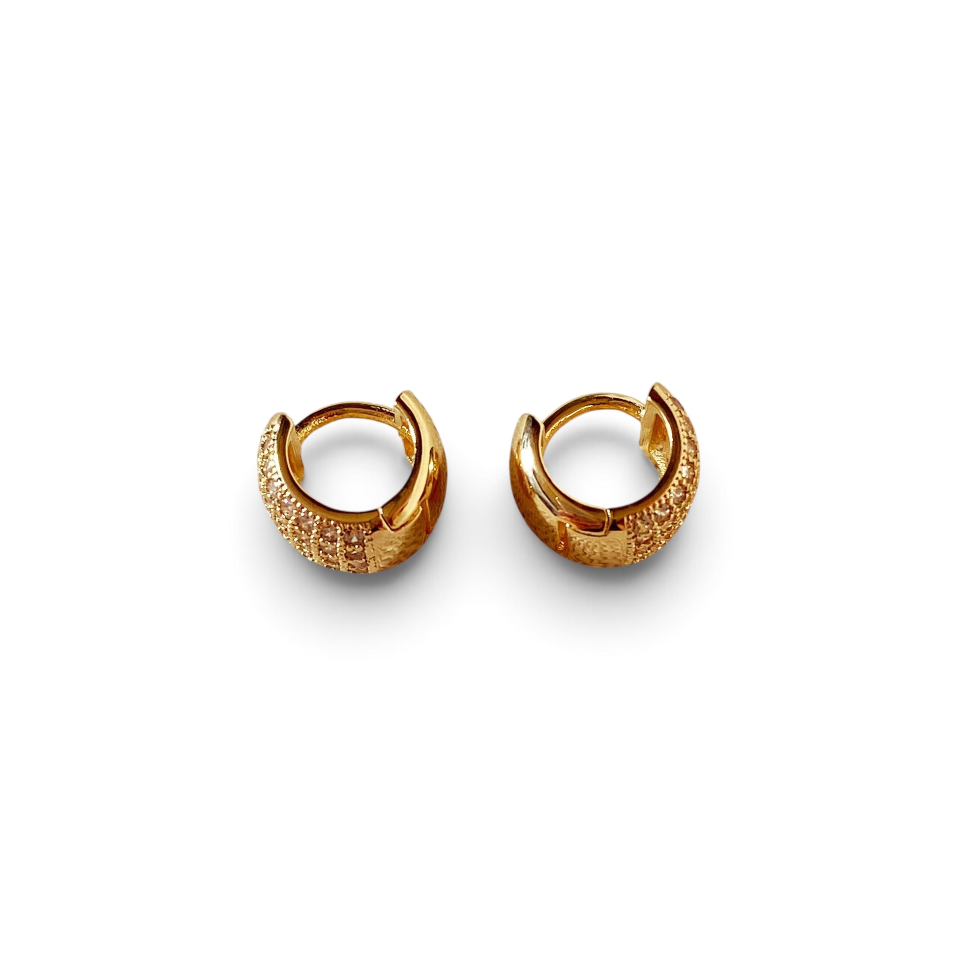 Chunky Four Row CZ Huggie Hoop Earrings Closeup