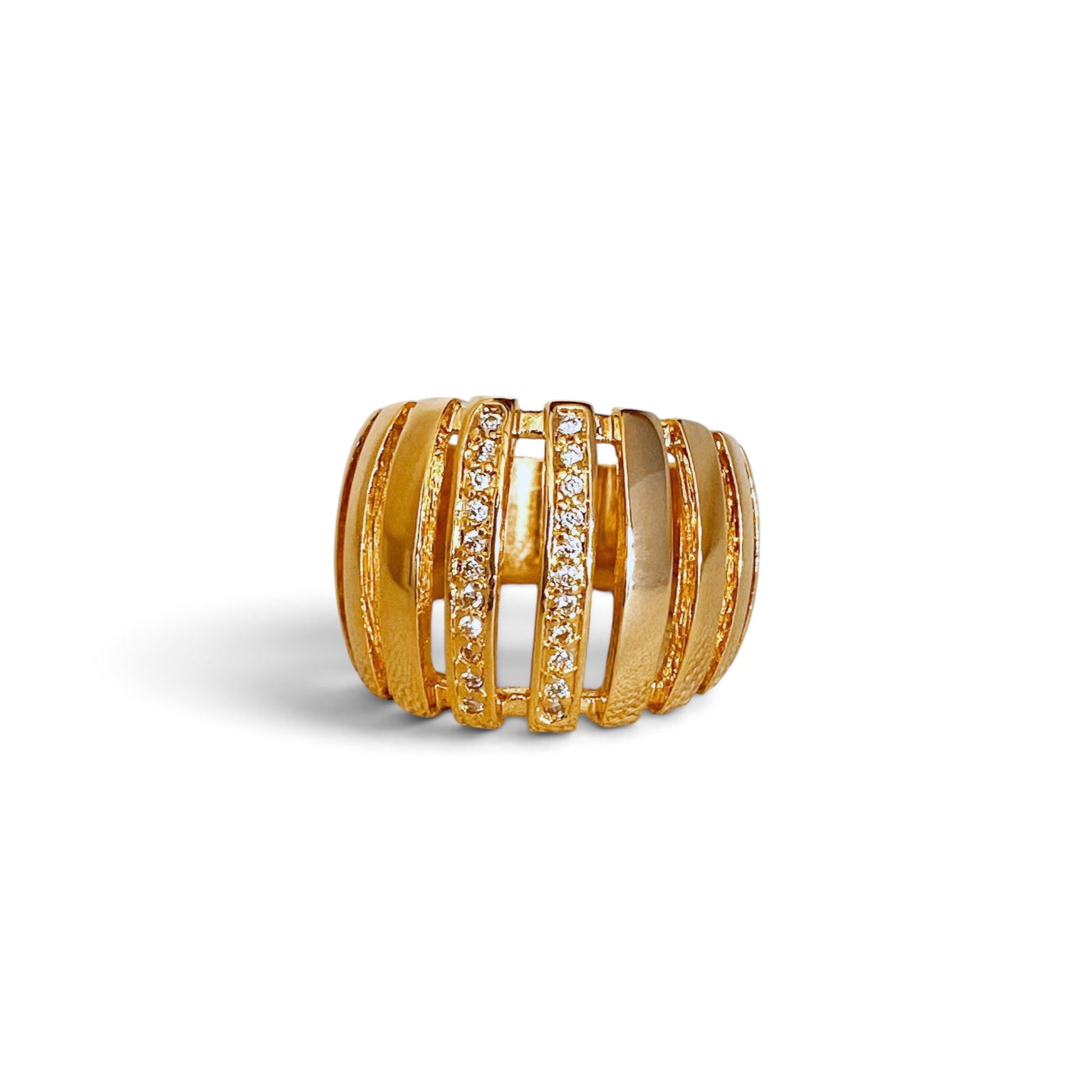 Chunky Pavé CZ 18K Gold Filled Statement Ring