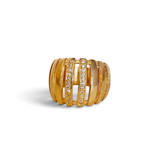 Chunky Pavé CZ 18K Gold Filled Statement Ring