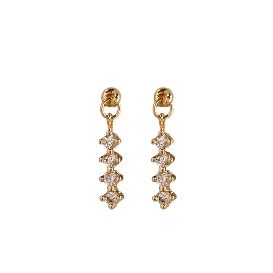 Clear Four CZ Drop Earrings