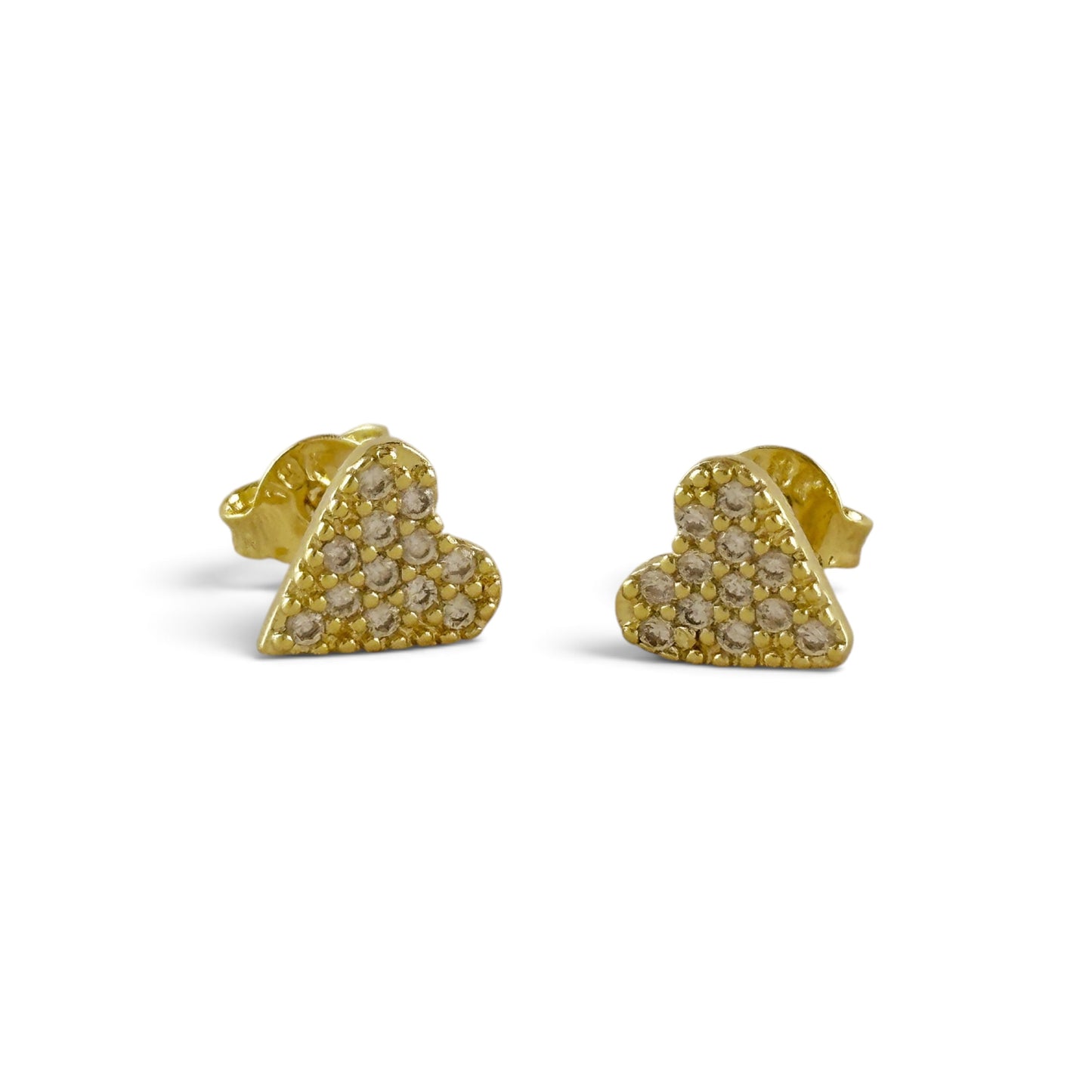 Clear Pavé CZ Heart Stud Earrings