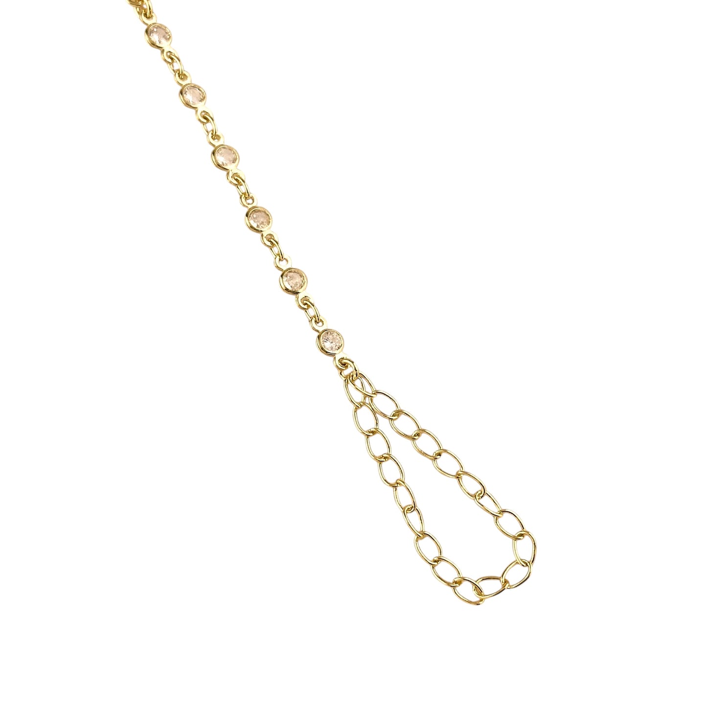 Round Bezel CZ 18K Gold Filled Hand Chain Bracelet