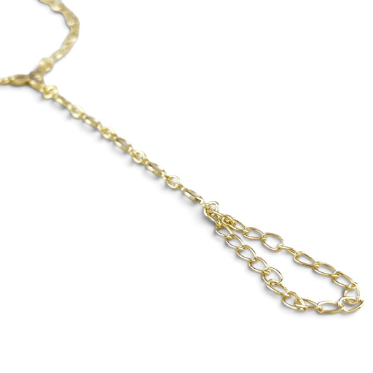 Ellipse Bezel CZ 18K Gold Filled Hand Chain Bracelet