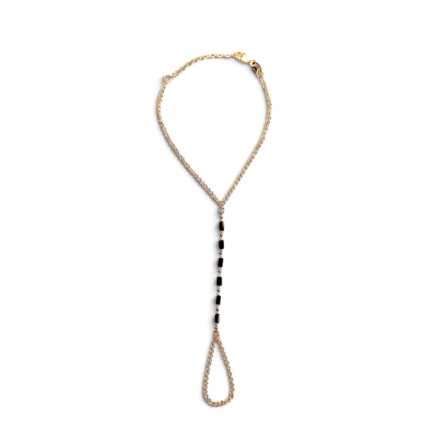 Black Crystal 18K Gold Filled Hand Chain Bracelet