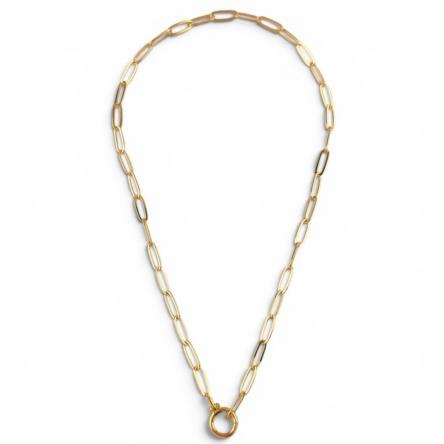 Paperclip Chain Carabiner 18K Gold Filled Necklace