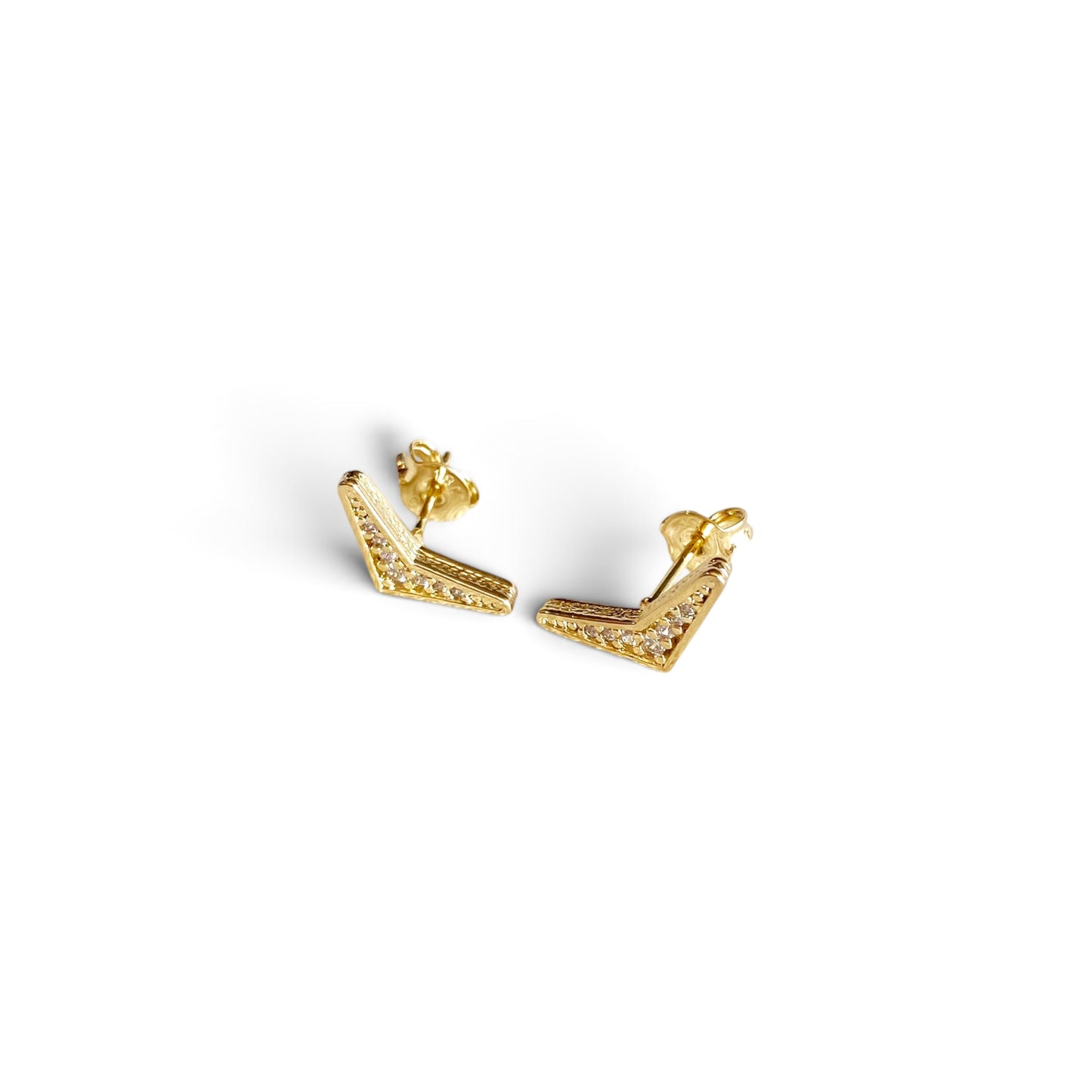 Boomerang CZ 10mm 18K Gold Filled Stud Earrings