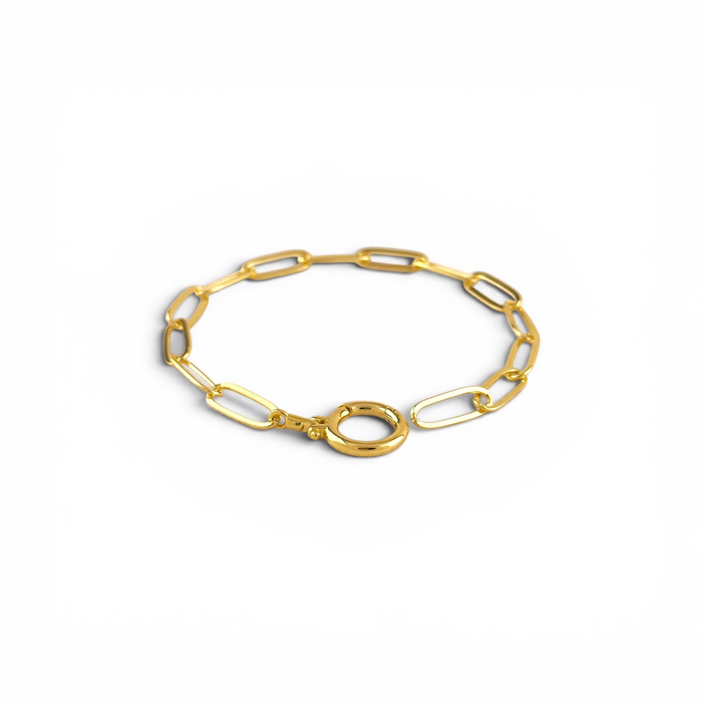 Paperclip Chain Carabiner 18K Gold Filled Bracelet