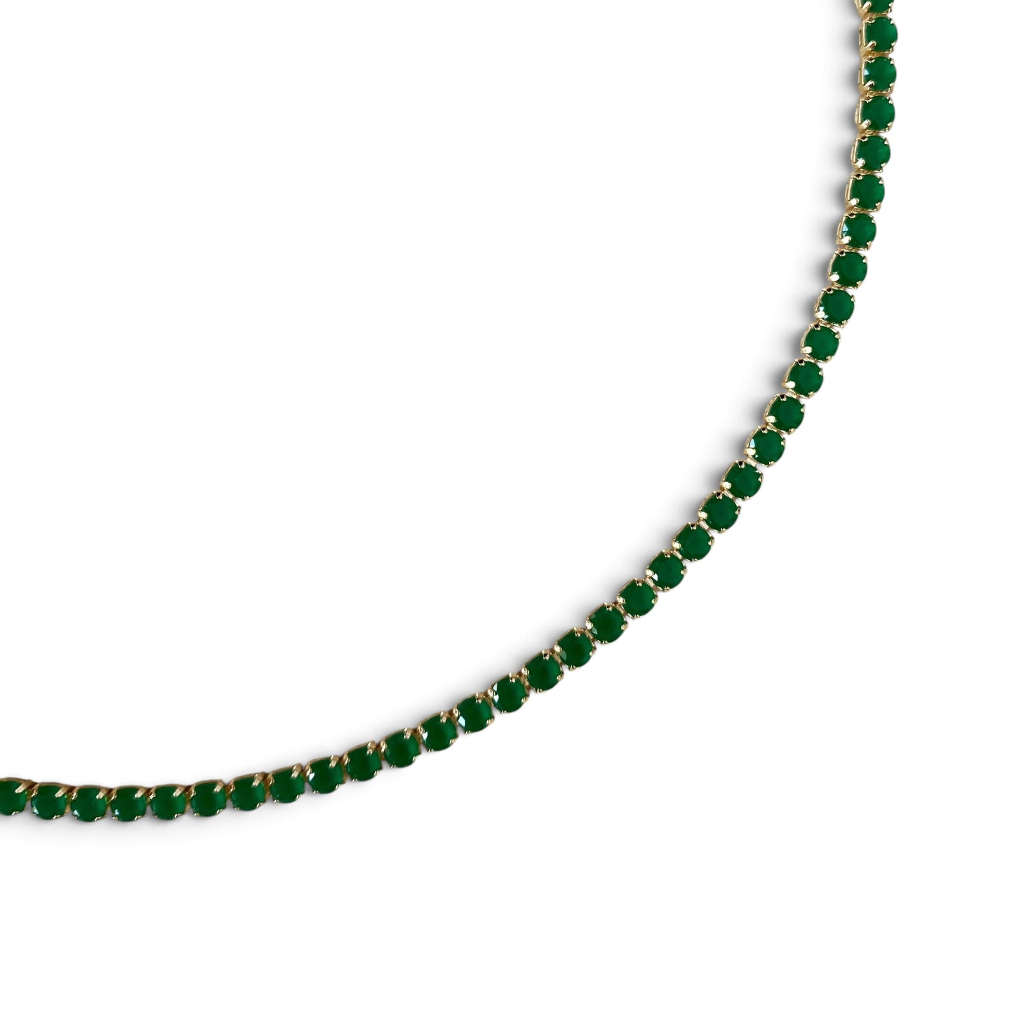 Emerald CZ 3mm 18K Gold Filled Riviera Necklace
