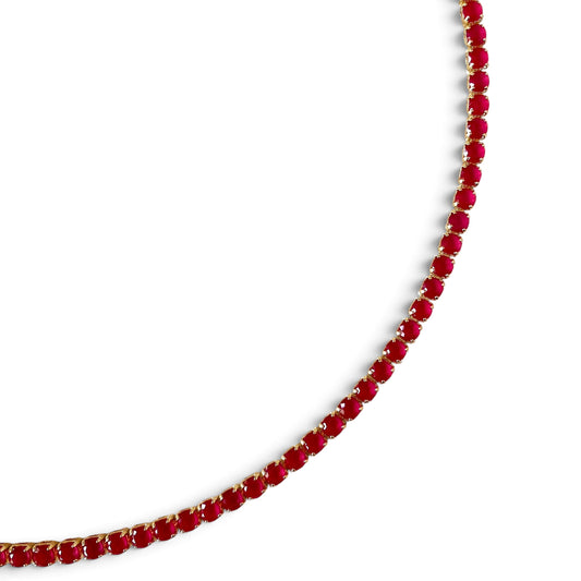 Fuchsia CZ 3mm 18K Gold Filled Riviera Necklace