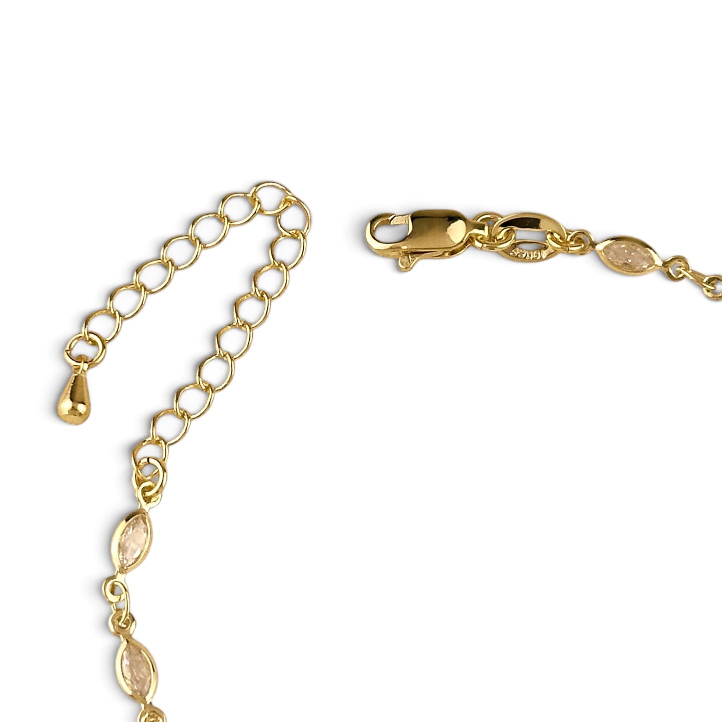 Ellipse Bezel CZ 18K Gold Filled Hand Chain Bracelet