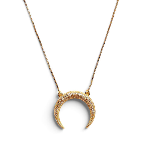 Moon Pavé CZ 18K Gold Filled Necklace