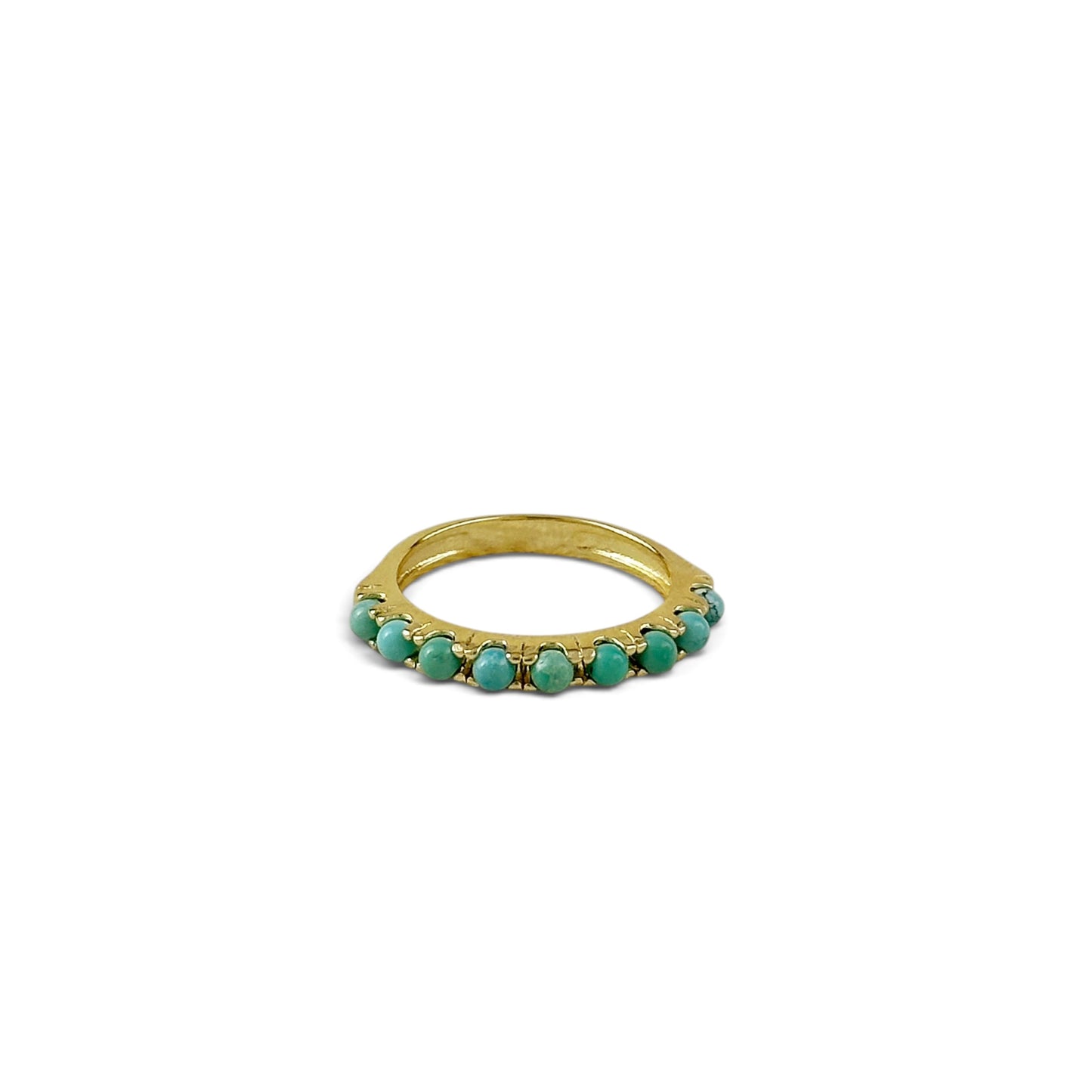 Natural Turquoise Stones Row Band 18K Gold Filled Ring