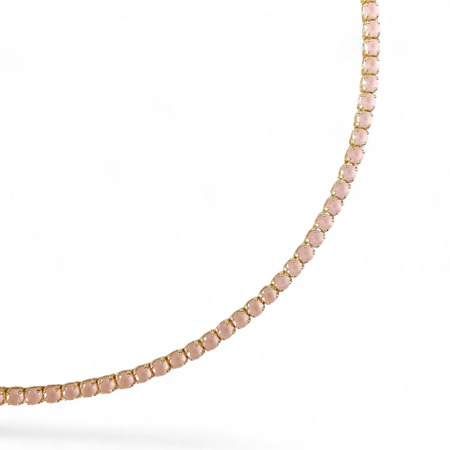 Nude Pink CZ 3mm 18K Gold Filled Riviera Necklace