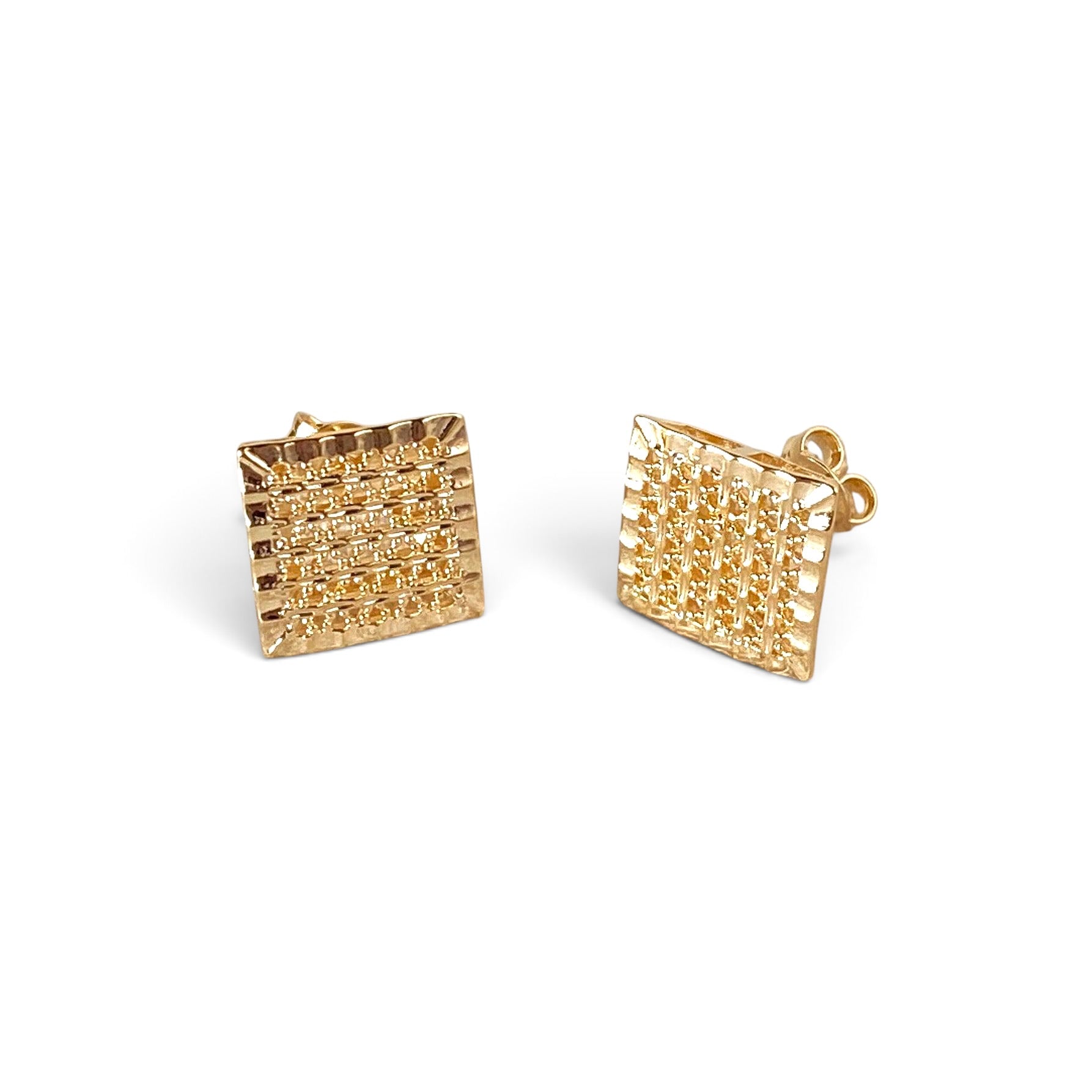 Close-up of raised dotted texture on square stud