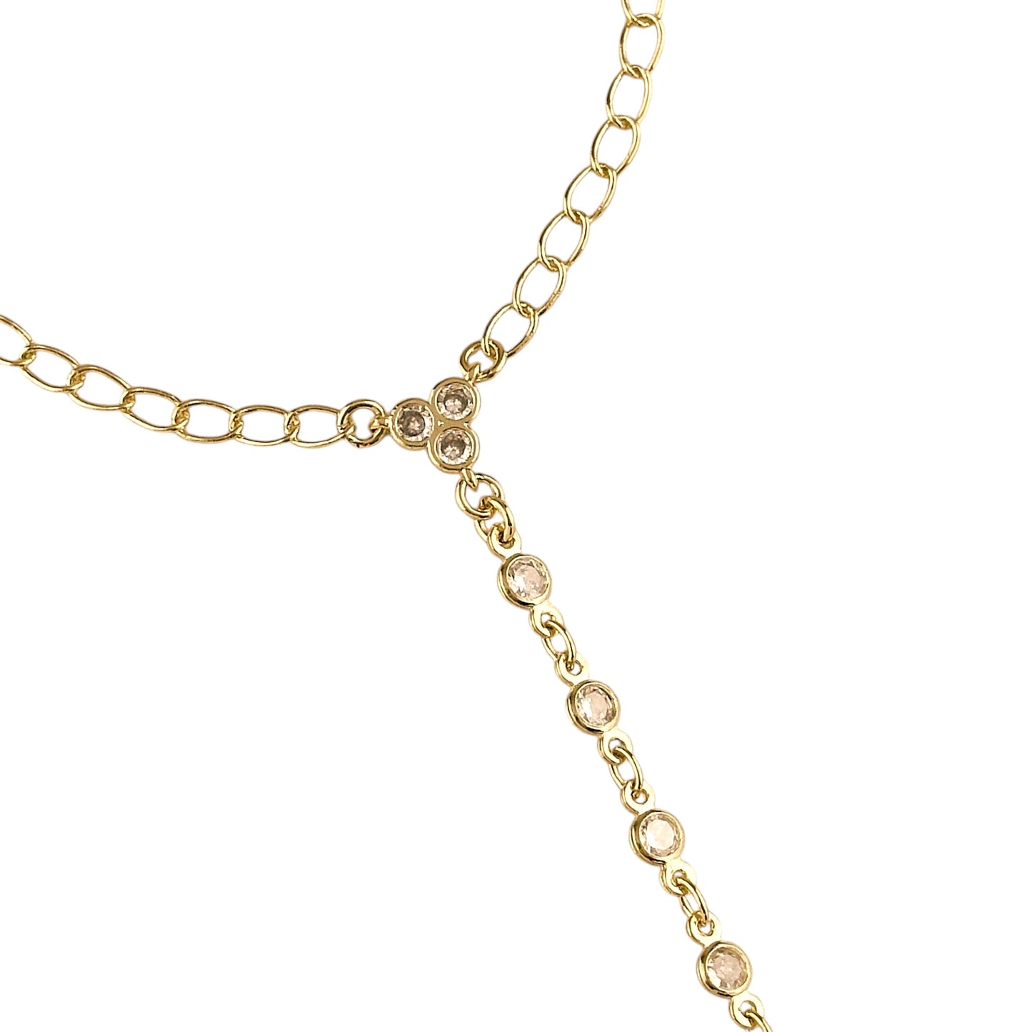 Round Bezel CZ 18K Gold Filled Hand Chain Bracelet