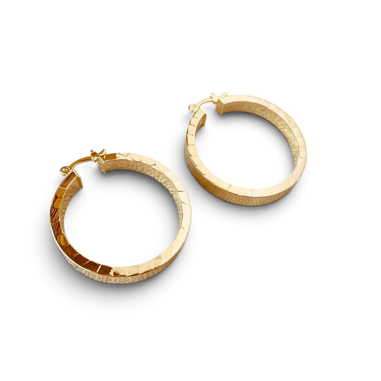 Scalloped Flat Hoop 35mm 18K Gold Filled Earrings