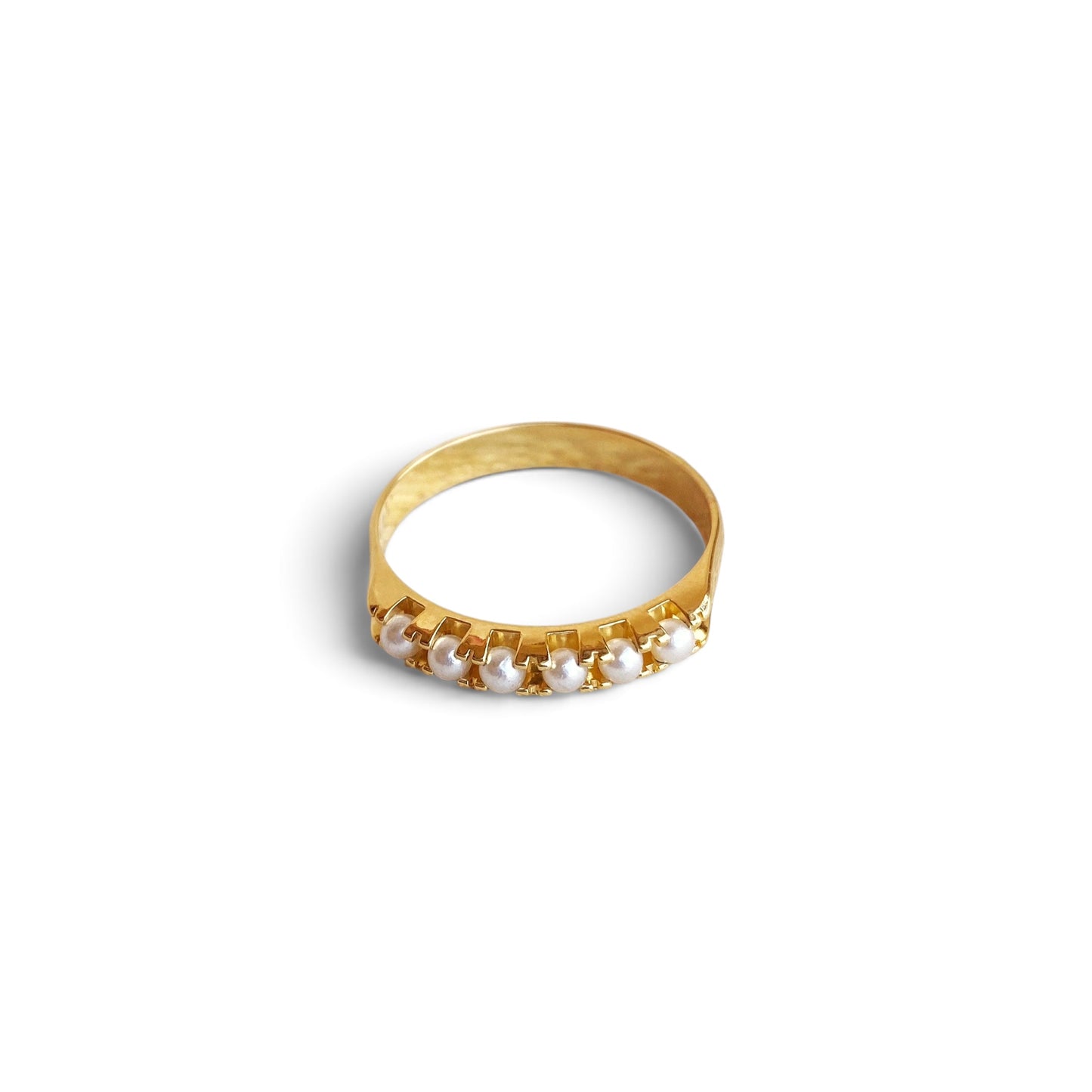Delicate Pearl Row Band 18K Gold Filled Ring