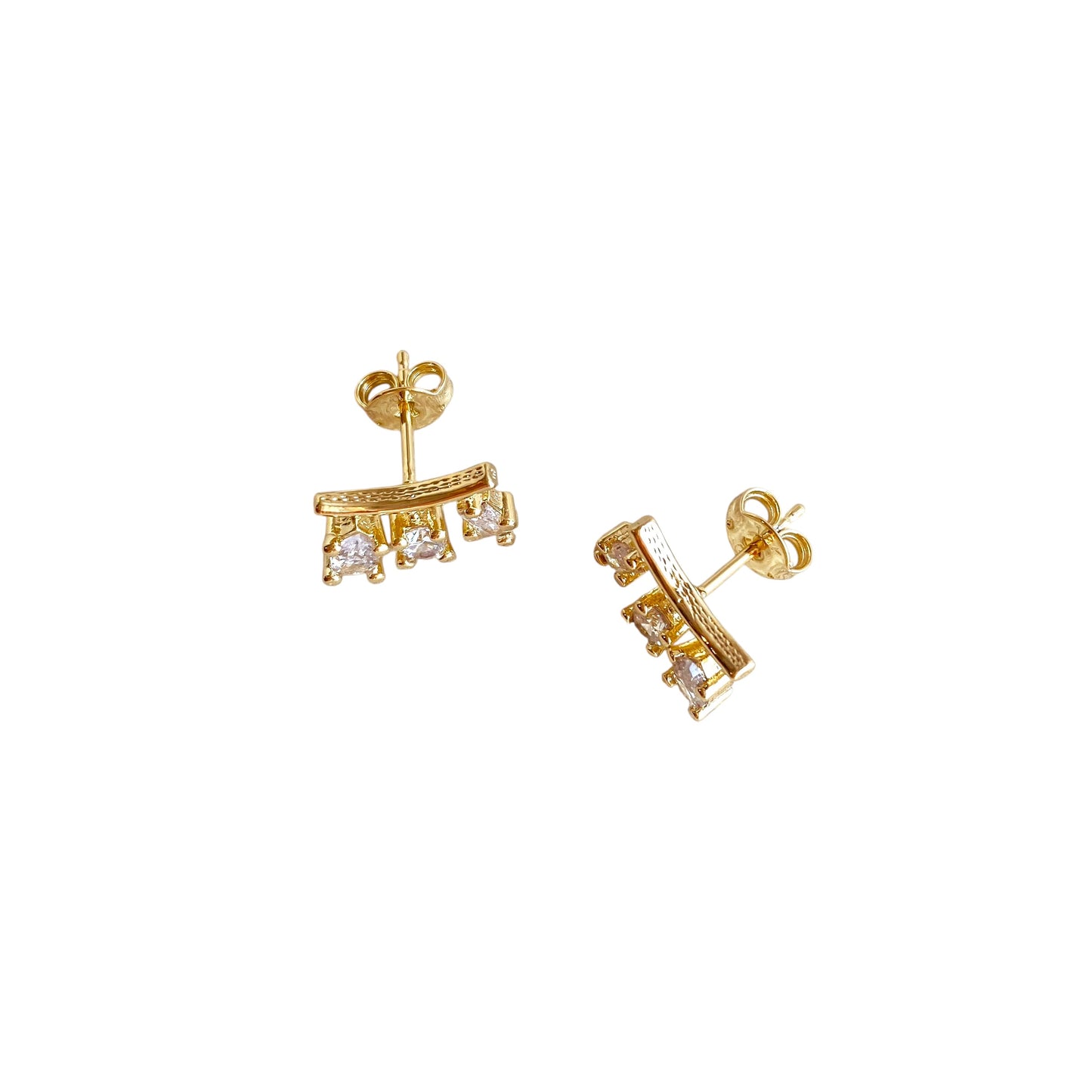 Three Shape CZ 11mm 18K Gold Filled Stud Earrings