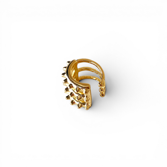 Triple Short Spike 18K Gold Filled Ear Cuff