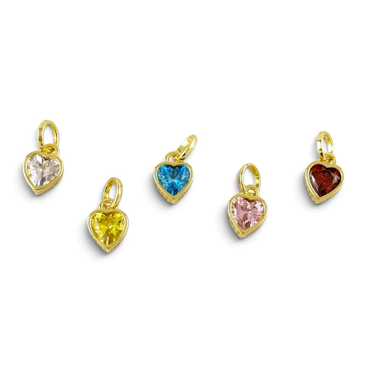 Colored CZ Heart Bezel 14mm 18K Gold Filled Pendant